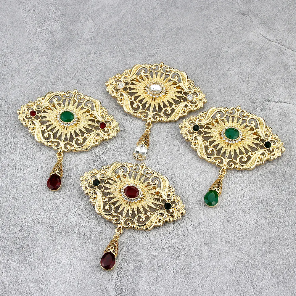 Sun spicems Gold Farbe Marokko Brosche für Frauen Arabeske Blume Kristall Schal Anstecknadeln arabischen Hochzeits schmuck Braut geschenk