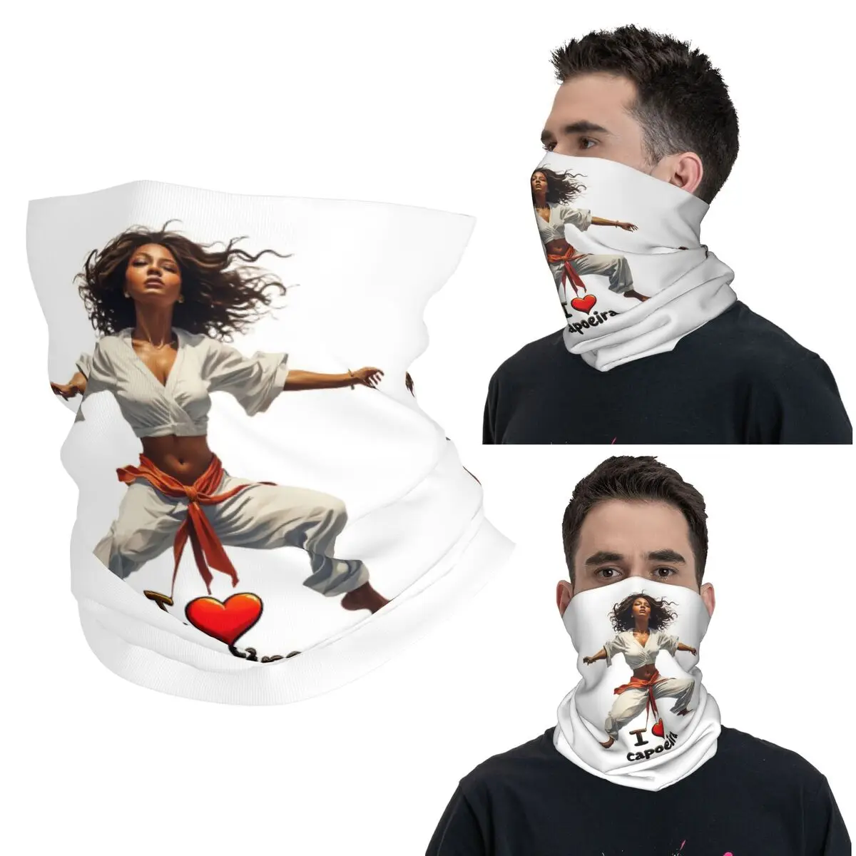 Dinâmico capoeira arte eu amo capoeira bandana pescoço capa impressa máscara cachecol quente máscara facial esportes ao ar livre unisex adulto inverno