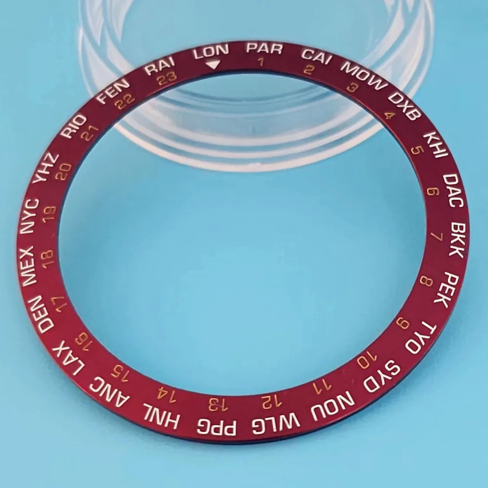 38mm Alloy Multi Time Zone Display Bezel Insert Fits 40mm 41mm Stainless Steel Watch Case