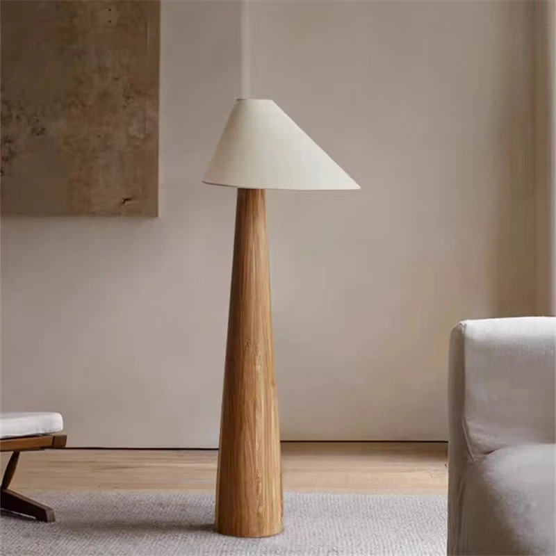 Conical Oak Floor Lamp Wabi Sabi Retro Floor Lamp Living Room Bedroom Study Solid Wood Desk Lamp Bedside Lamp Home Decoration