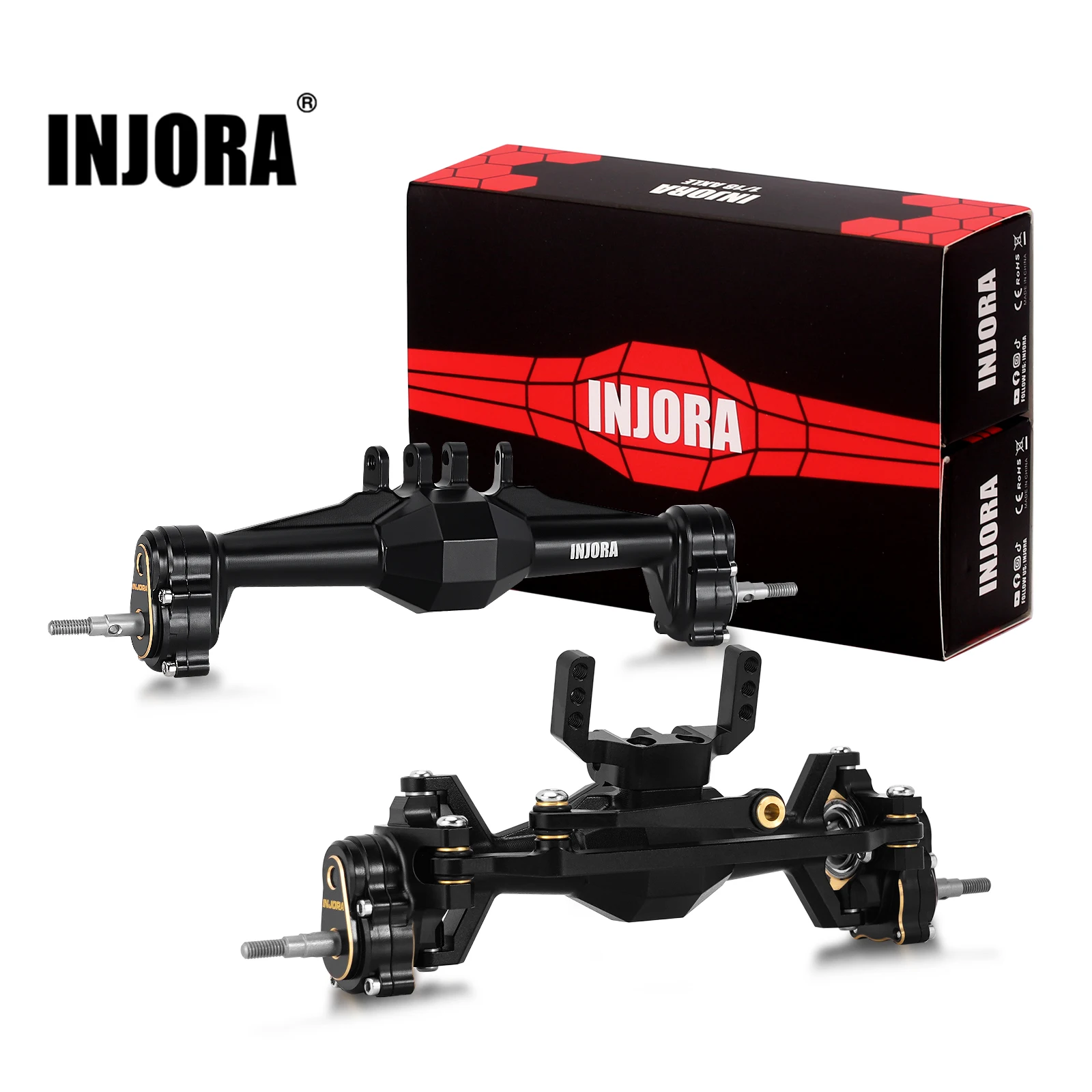 INJORA +5mm Diamond Portal Axles with Brass Steering Knuckles & Covers for 1/18 TRX4M
