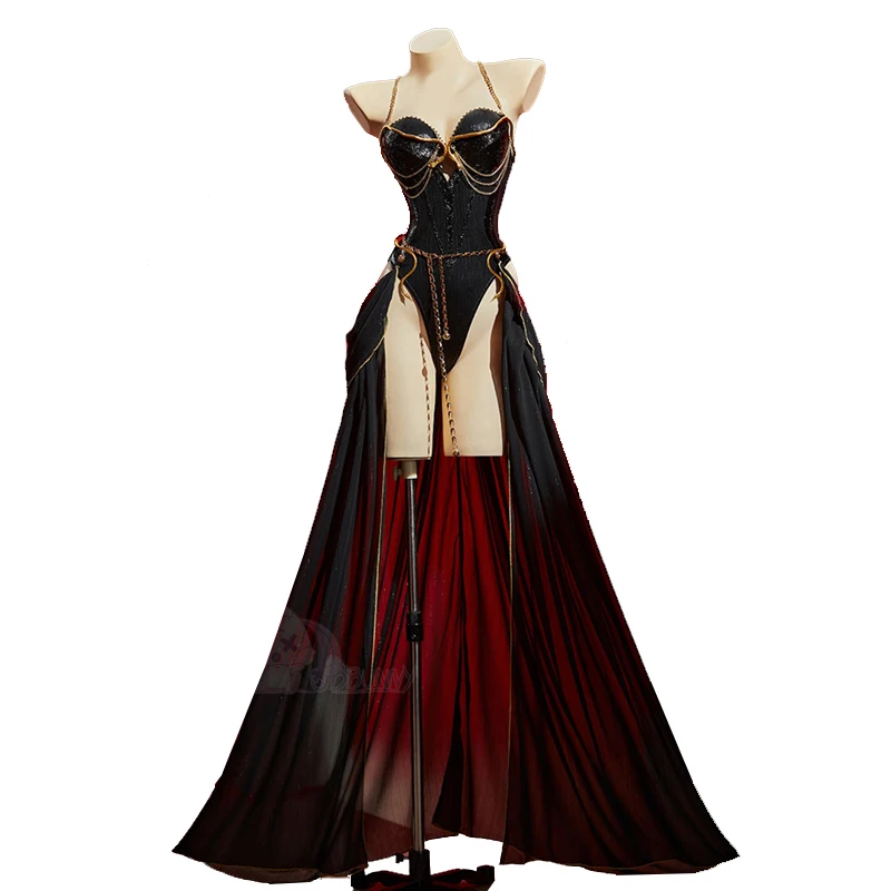 

Medusa Queen Cosplay Costume Women's Sexy Black Corset Long Dress Dark Gothic Chain Gown Outfit Halloween Carnival Party Clothes