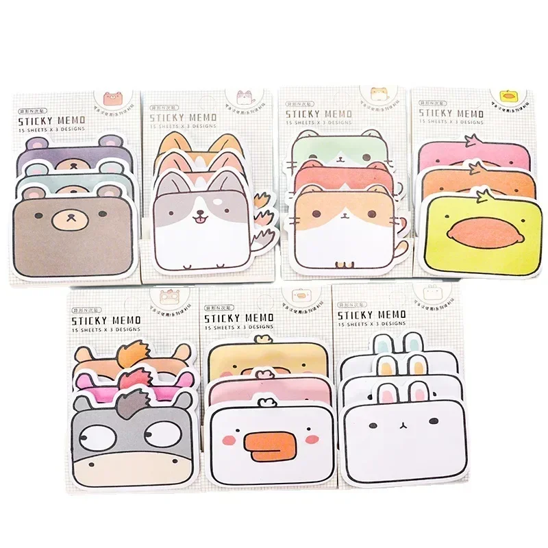 Cute Penguin Pig Bear Sticky Notes Kawaii Animal Shape Memo Pads Stationery Notepad Note Paper Bookmark School Office Supplies