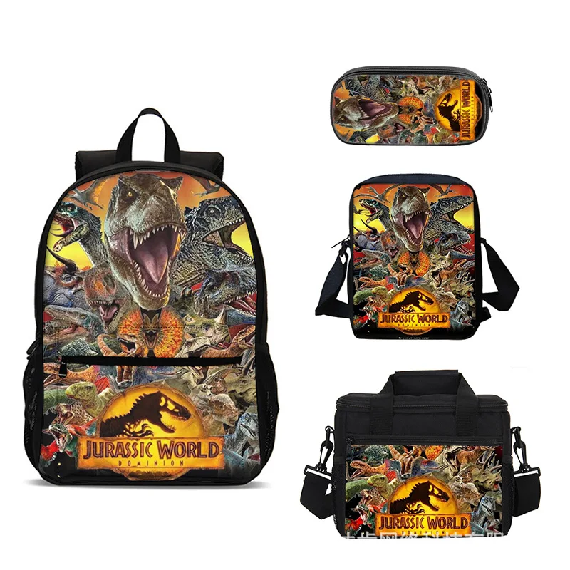 

Anime Jurassic Dinosaur Battle Backpack 3pcs/set Cartoon School Bags For Girls Boys Park Children Book Bag Schoolbag