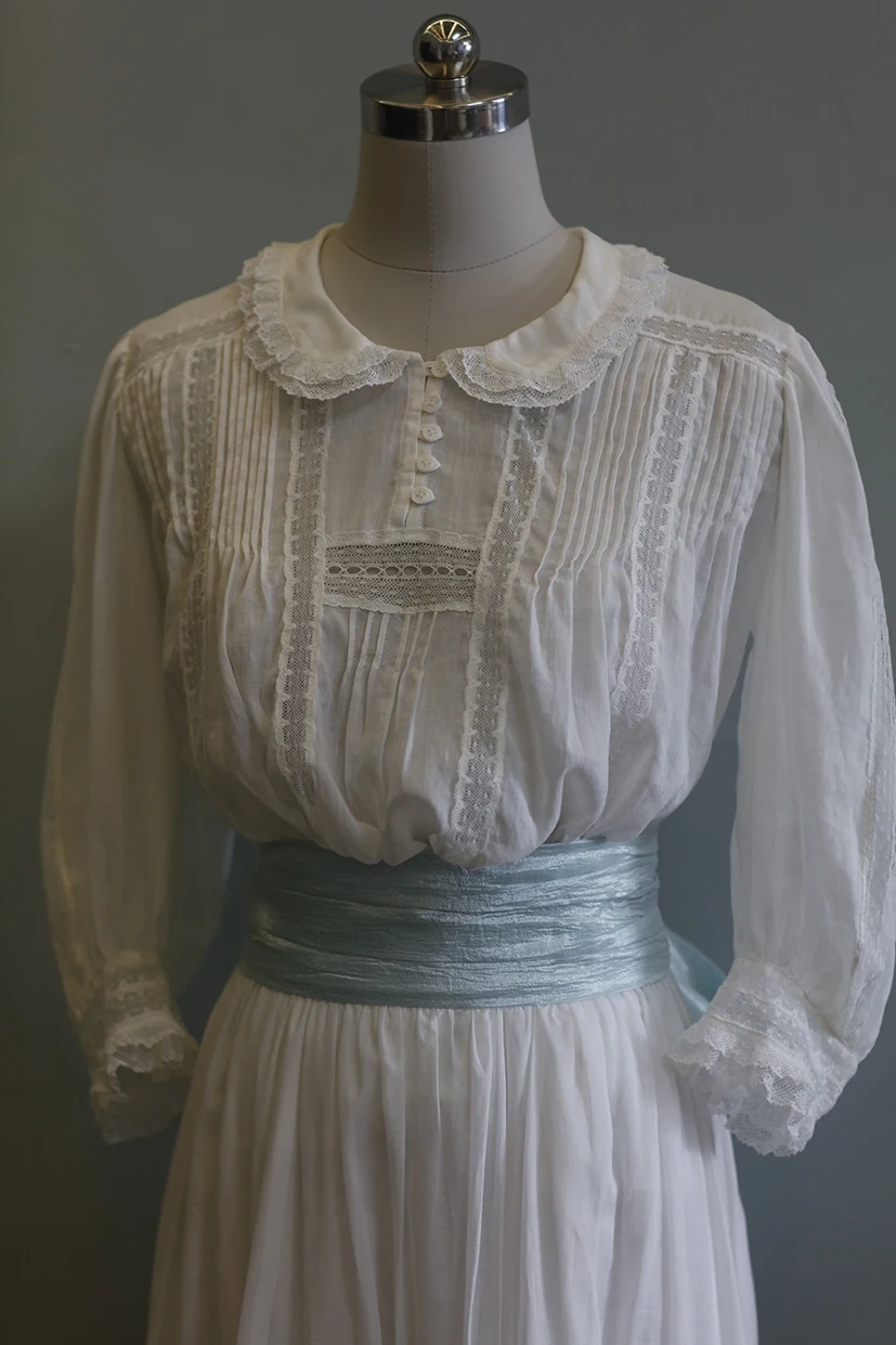 Primavera Verano mujeres elegante Edeardian Vintage inspirado suelto Ultra fino Natural ramio algodón blanco blusa/camisas