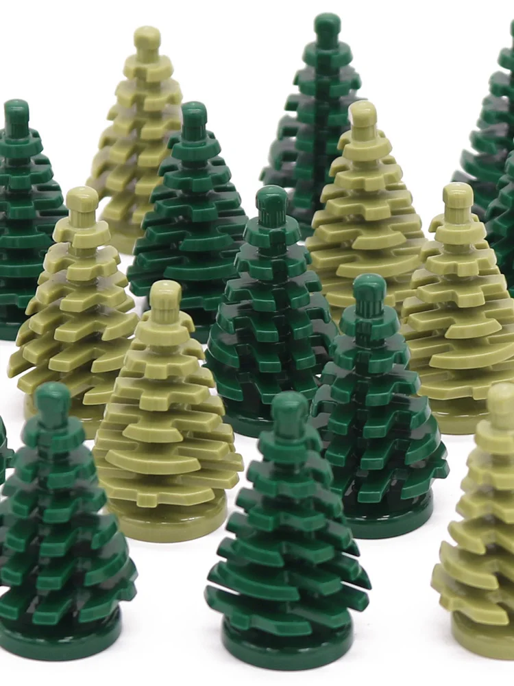 Marumine 10 Stück kleine Weihnachtsbaum-MOC-Bausteine, Fichte 2435, kompatible Konstruktion, Stadtansicht, Ziegel, Teile, Stielgras