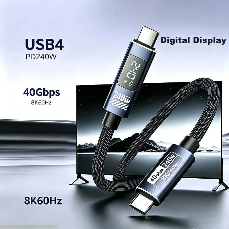 USB C Thunderbolt 4 80Gbps USB4 Cable USB Type C to C 240W Super Fast charging Cable Thunderbolt5 for egpu SSD iPad MacBook Air
