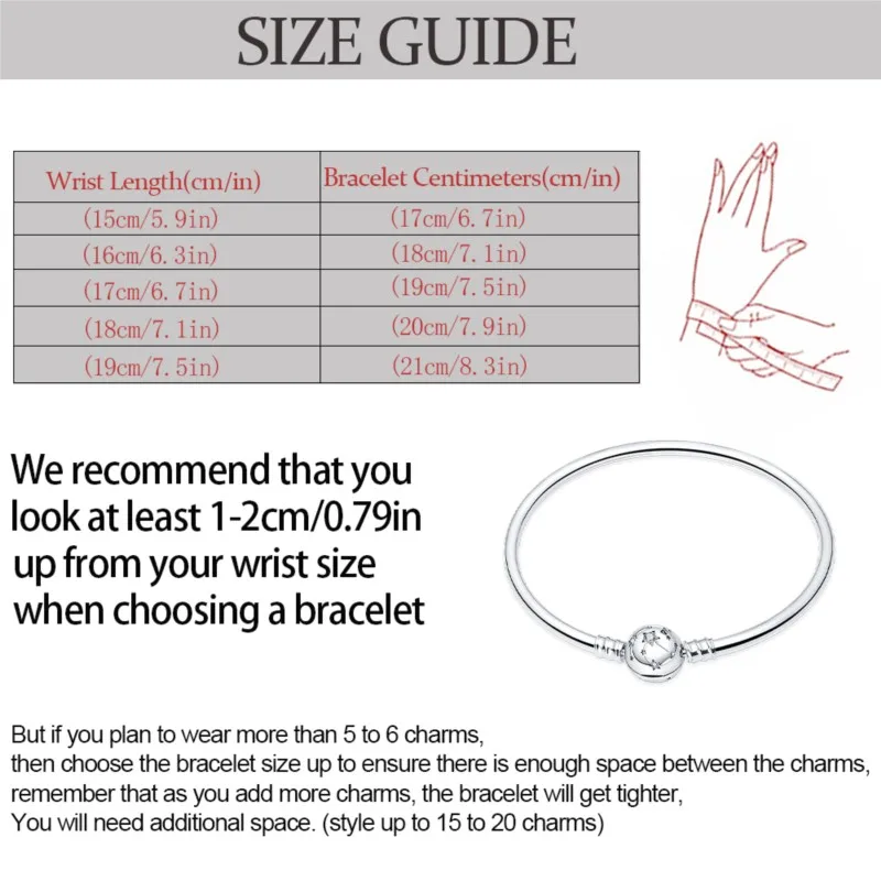 925 فضة 17-20 سنتيمتر الكلاسيكية مجموعة مع الزركون درب التبانة سوار صالح Charms بها بنفسك Charms الخرز موضة النساء مجوهرات