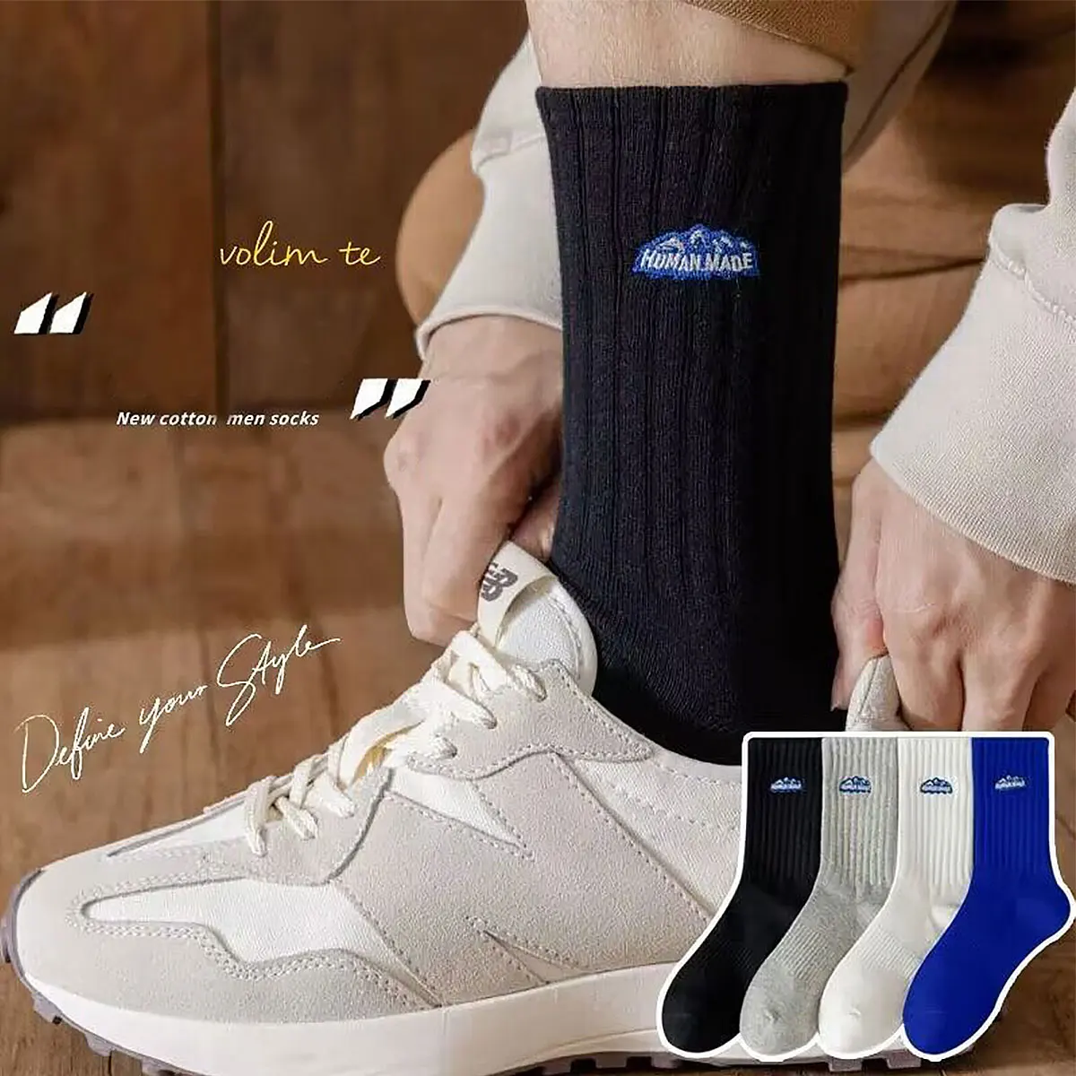 4 pairs of socks for men in spring and summer, thin men's sports couples, women's socks, versatile medium length socks, ins tren