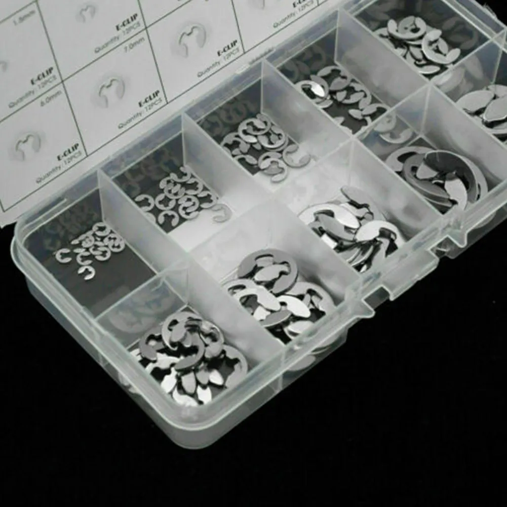 120 Pcs Snap Ring Set M1 5 to M10 Stainless Steel E Clips C Circlip Kit Assorted Sizes for Various Stationary Tasks