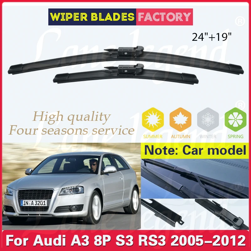 

For Audi A3 8P S3 RS3 2005 2006 2007 2008 2009 2010 2011 2012 Wiper Front Wiper Blades Windshield Windscreen Front Window 24"19"