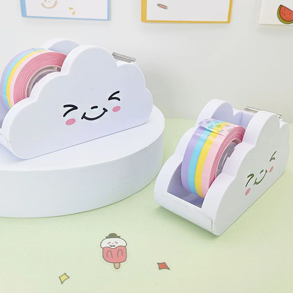 

Tape Dispenser Washi Rainbow Paper Roll Holder Desk Cute Desktop Office Cloud Cutting Masking Adhesive Cartoon Supplies Machine
