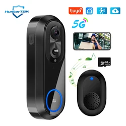 투야 스마트 홈 무선 인터콤 카메라 문짝 벨, 보안 보호, IP65 방수, 5G 2.4G 와이파이 비디오 초인종, 1080P