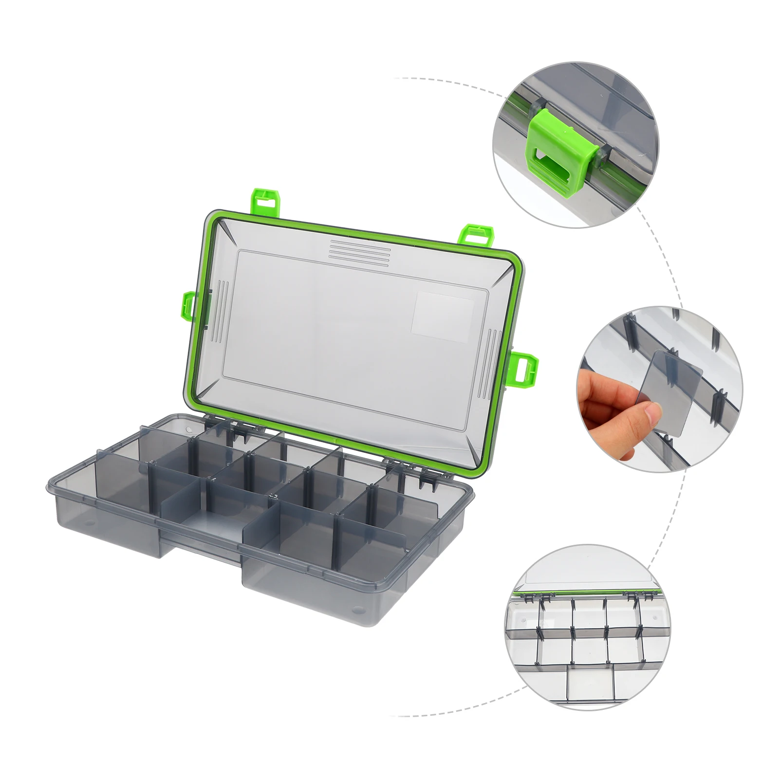 

Waterproof PP Fishing Bait Box Lure Storage Case Adjustable Compartments Portable Lightweight Fish Tackle ganizer Outdoor