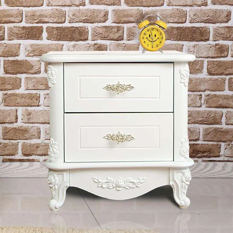 

✗x Modern European Style Bedside Table French Cream Night Stand Shic Traditional White Wooden Bedroom Nightstand&