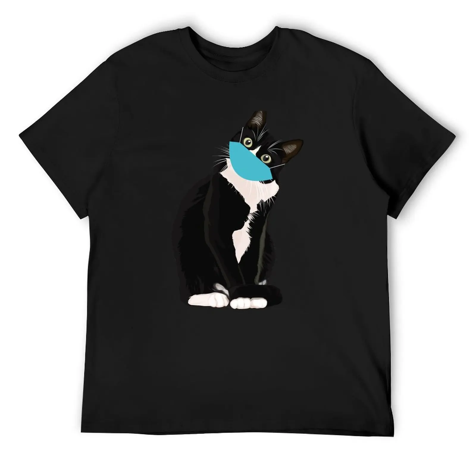 Cute Cat Wearing Surgical Mask T-Shirt tees plain outfits for men