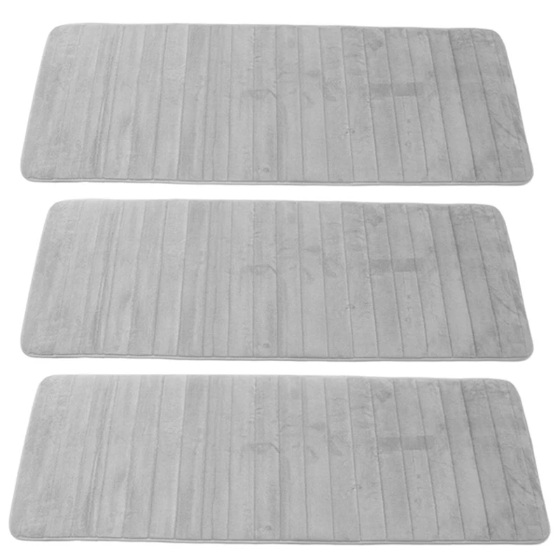 3X Memory Foam Soft Bath Mats - Non Slip Absorbent Bathroom Rugs Extra Large Size Runner Long Mat 60X160cm, Grey