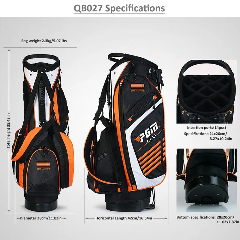 PGM QB027 Golf Stand Bags Custom 14 Way Divider Lightweight Carry Golf Bag