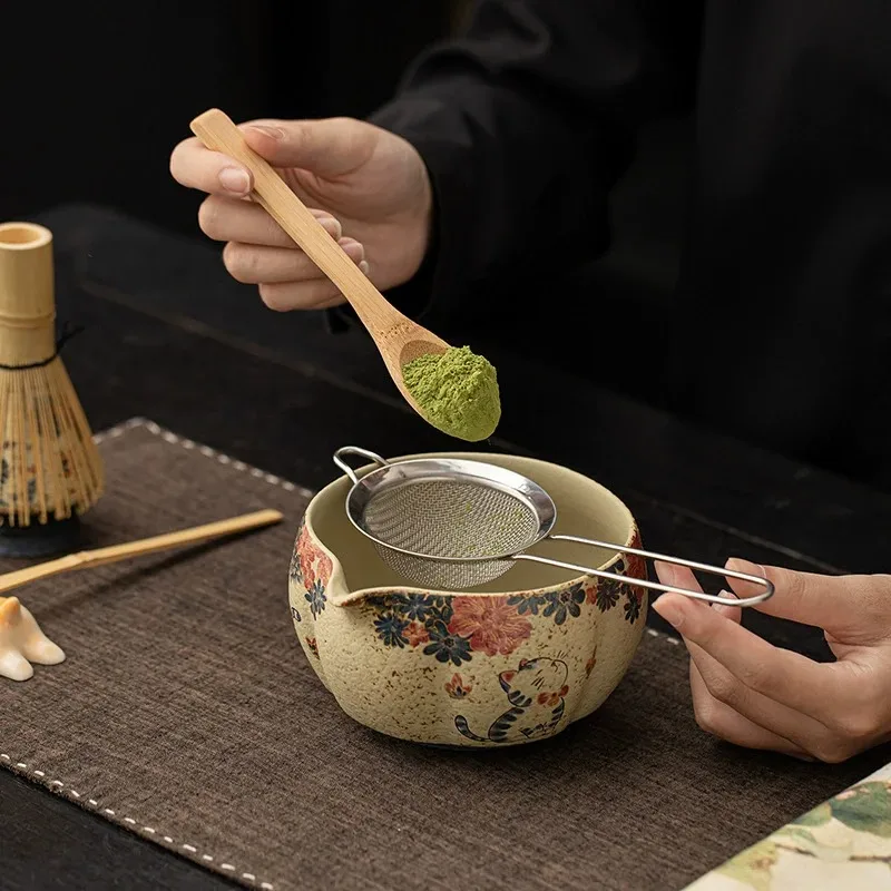 8PCS Japanese Flint red Matcha Making Set Bamboo Matcha Brush Exquisite Matcha Bowl Box with Whisk Sumptuous Tea Tools Gifts view 2