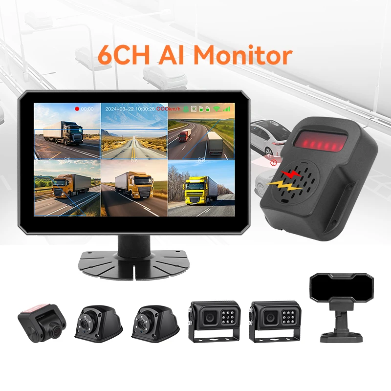 DSM Camera Anti-fatigue For Drivers +Alarm Warming 6Channel All-in-one Vehicle Car Mdvr Monitor Kits Support HDD SSD