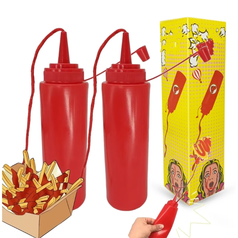 Garrafa ketchup truque novidade com função esguicho seguro para celebração evento 15UB