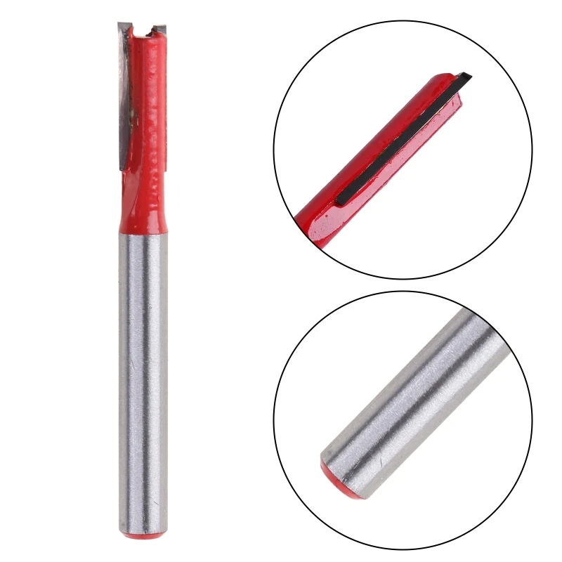 Baru 1/4 "Shank 1/4" Pisau Ganda Lurus Router Bit Pemotong Kayu