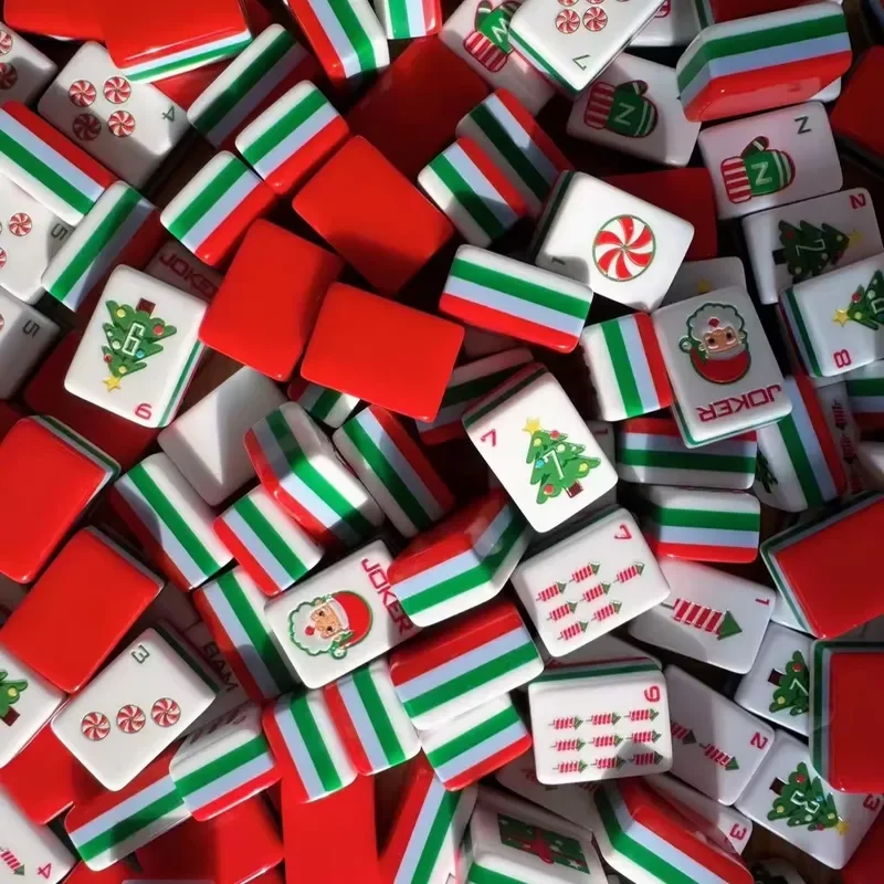 for Custom Four-tier Acrylic American Mahjong Set with 160 Tiles Christmas Red Design Luxurious High-end Gift