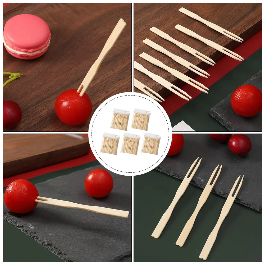 

500 pcs Bamboo Fruit Forks Disposable Kitchen Utensils Healthy Fork Mini Food Picks Cake Skewers Party Supplies