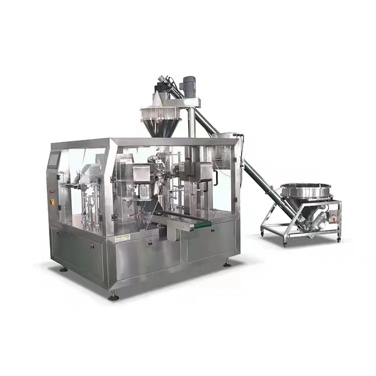 Máquina automática de embalaje de bolsas prefabricadas rotativas Doypack, llenado, sellado, trigo, maíz, almidón, harina, leche en polvo
