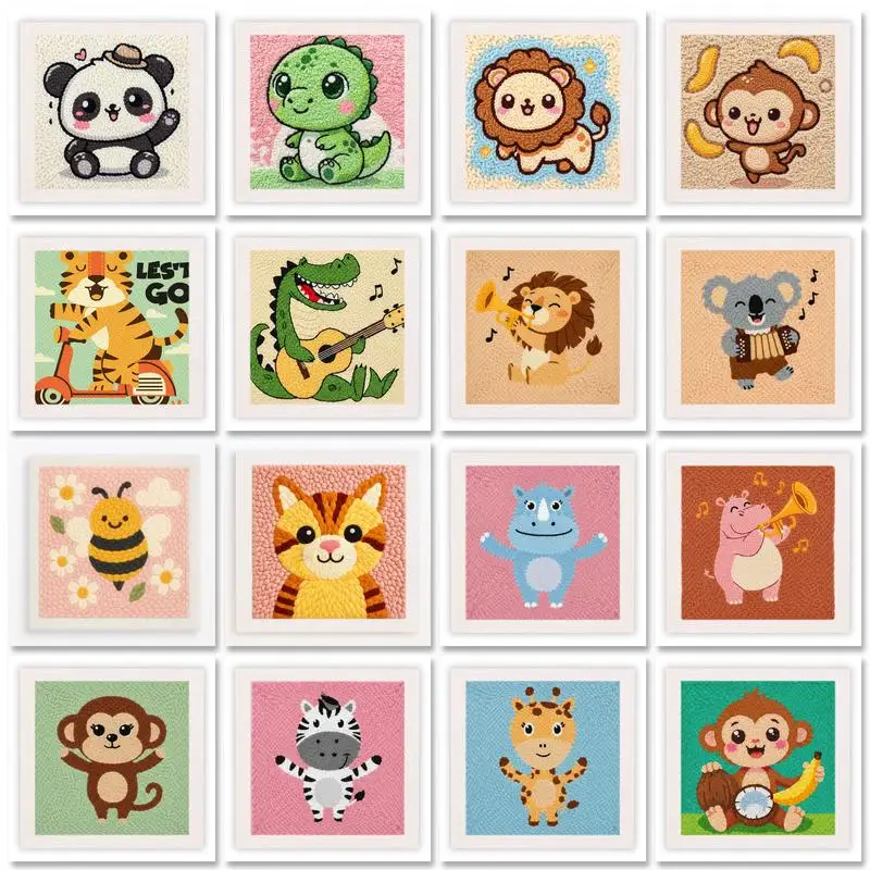 

GATYZTORY 25x25cm Diy Needle Punch Kit Art Supplies Adult Craft Kits Cartoon Hand Embroidery Supplies Crafts Adult Hobbies