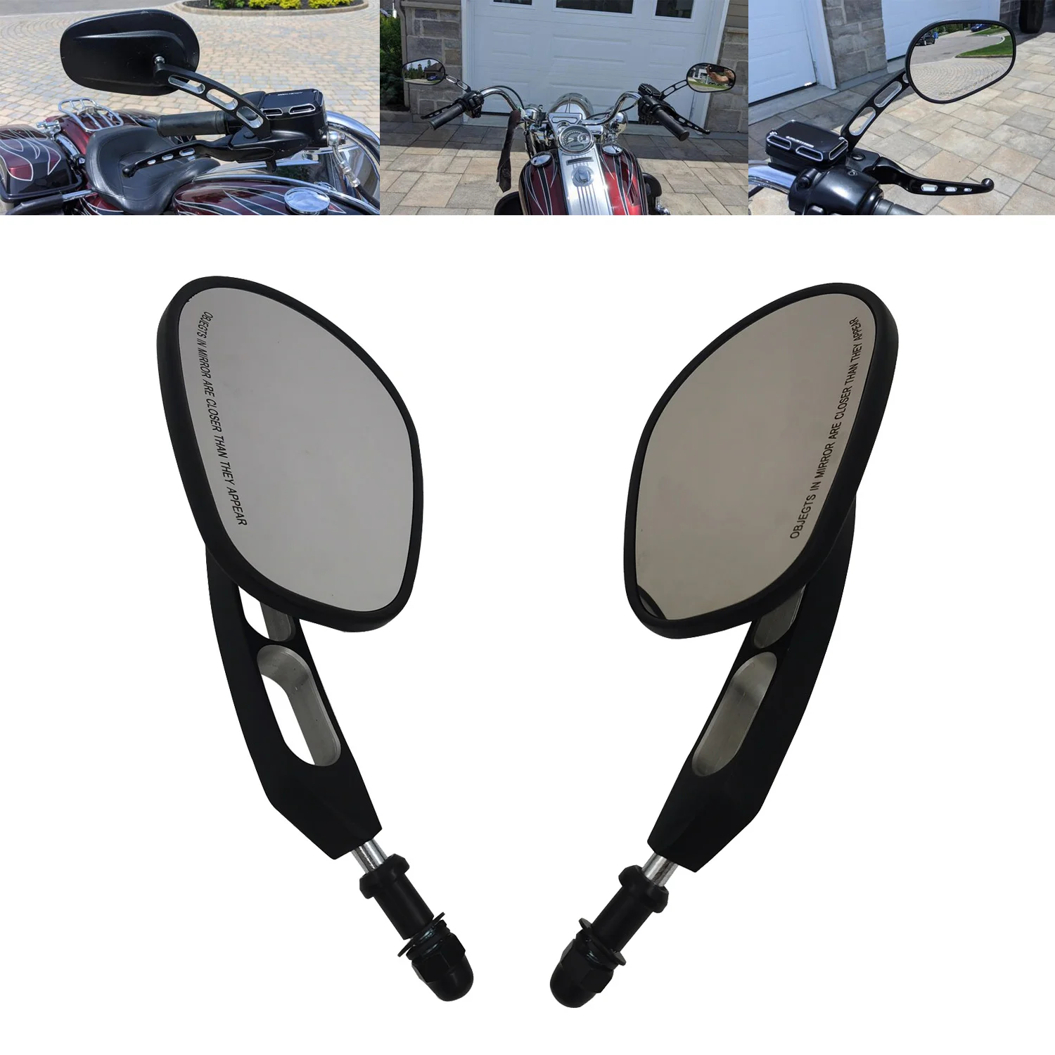 

8mm Black Universal Motorcycle Rear View Side Mirrors For Harley Touring Dyna Softail Fatboy Street Bob Sportster XL1200 XL883