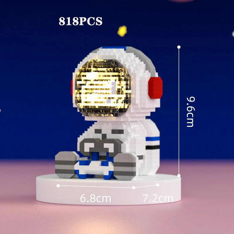 Bloques de construcción de ensamblaje de astronautas, juguetes de rompecabezas, regalo educativo, decoración de mesa para niños y niñas, modelo ensamblado luminoso