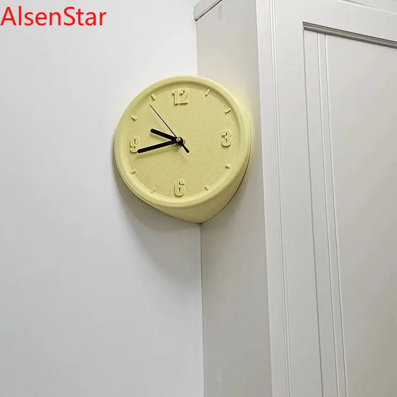 Wall Corner Clock Hole-free Scientific Artistic Sitting Living Room Study Silent Wall Hanging Clock Silent Home Decoration