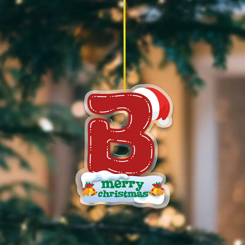 8 سنتيمتر عقدة معلقة مزدوجة الطبقات الاكريليك مجوهرات عيد الميلاد سلسلة الكرتون الإنجليزية رسائل ديكور المنزل الطرف هدايا العيد