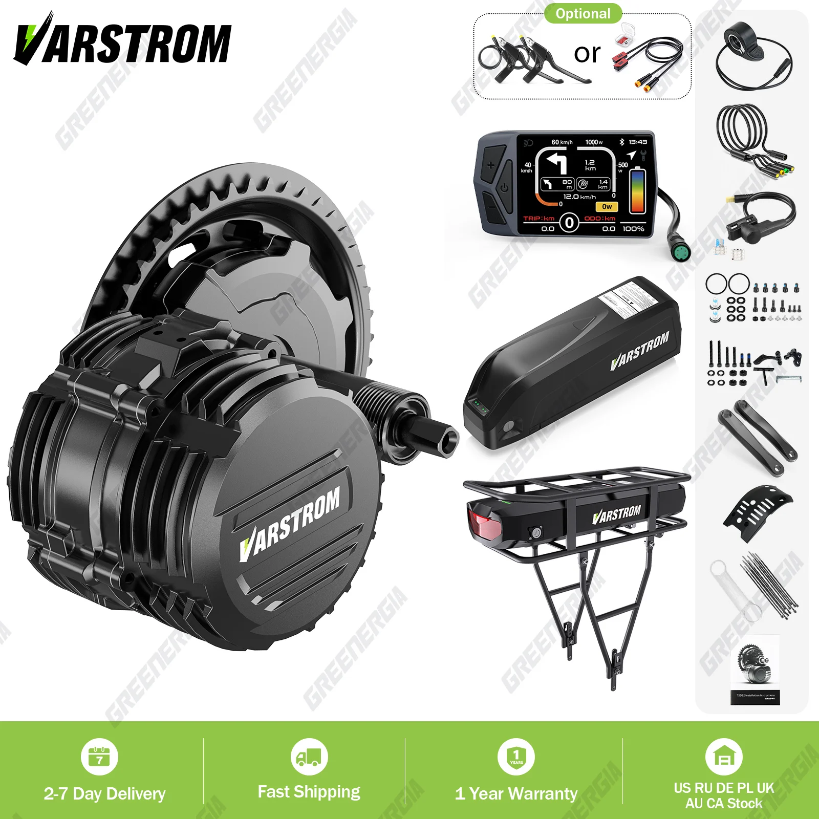 

Varstrom TSDZ16 Комплект для электровелосипеда 48 В 1000 Вт Электрический велосипед Центральный средний двигатель Датчик крутящего момента 10,4 Ач 16 Ач 20 Ач Аккумулятор Downtube Задняя стойка