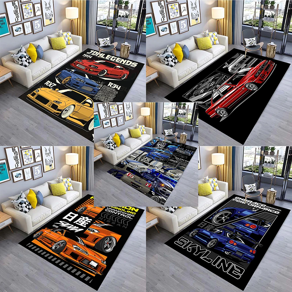 

Racing Car Pattern Carpet for Bedroom Decor Non-slip Home Living Room Sofa Area Rugs Washable Coffee Table Bathroom Floor Mat