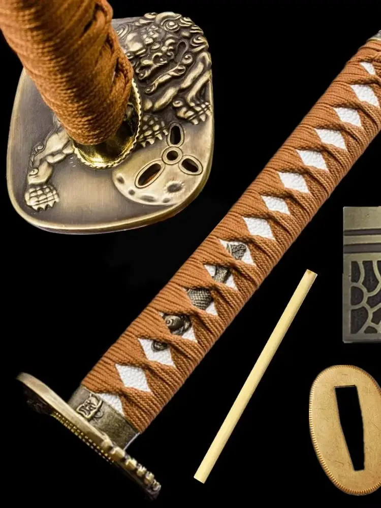 26cm Handle Alloy Hand Guard lion Tsuba Menuki Fuchi Kashira For Japanese Samurai Katana Wakizashi Tanto DIY Sword Fittings