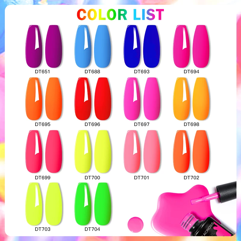 7.3ml Blue Fluorescent Color Gel Nail Polish Summer Neon Manicure Semi Permanent Nail polish UV Gel Varnish Nail Art For Nails