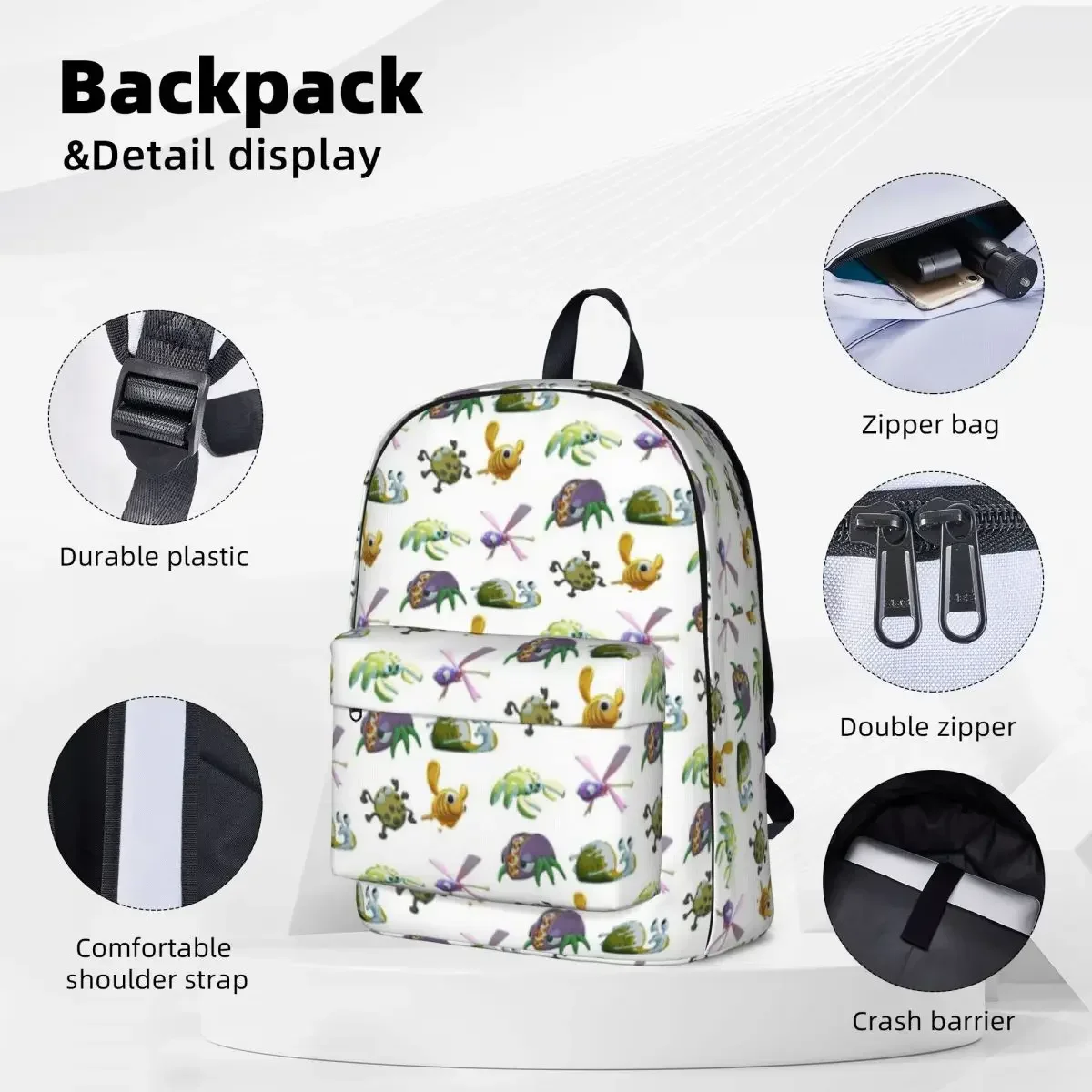 Bugsnax Sticker Pack zaini borsa per libri per studenti di grande capacità borsa a tracolla zaino per Laptop zaino da viaggio di moda borsa da scuola