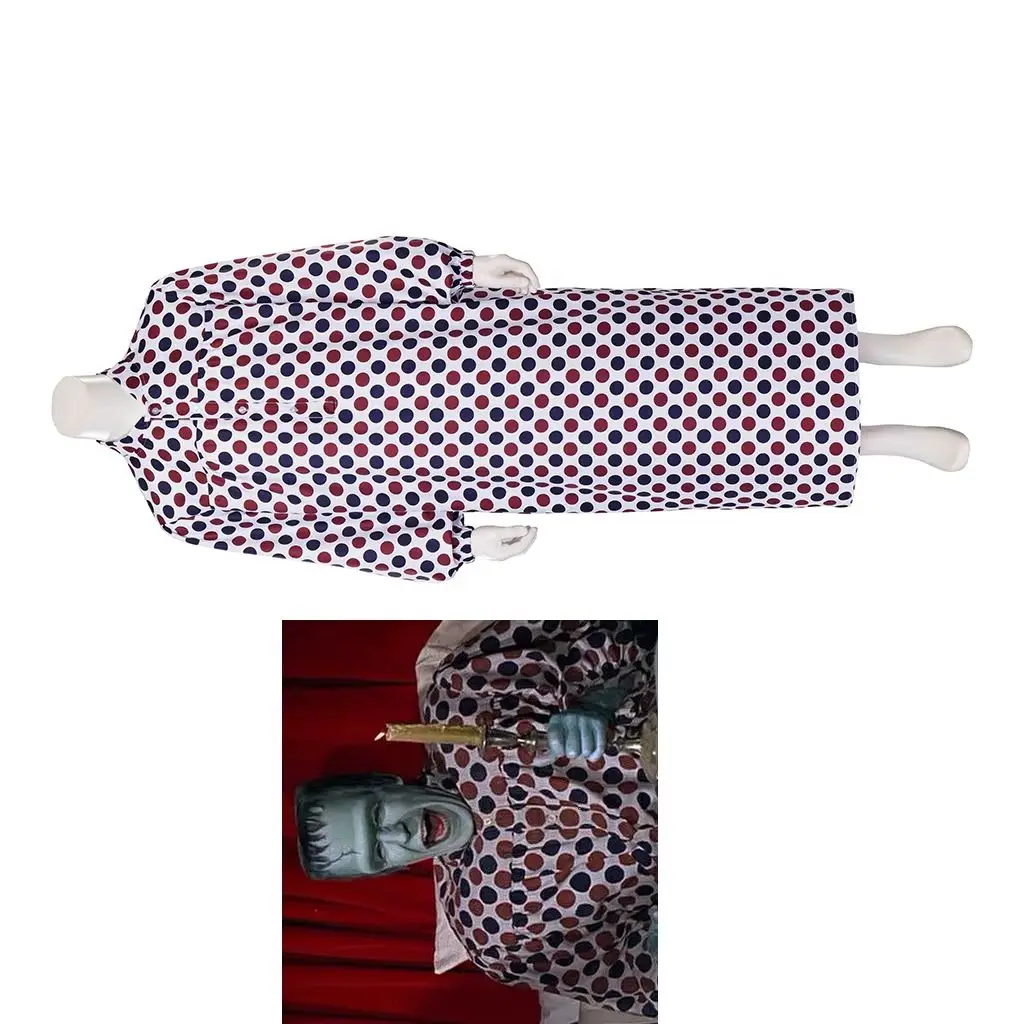 

Horror Movie Munster Herman Cosplay Sleepwear Men Colored Polka Dots Button Robe Halloween Carnival Party Loose Shirt Pajamas