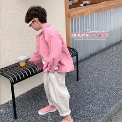 Boys Girls Denim cotton Jackets Pink Laple Tops Spring Autumn 2026 New Fashion Sweet Cute Coat Jacket Baby Girl Clothes 2-10Yrs