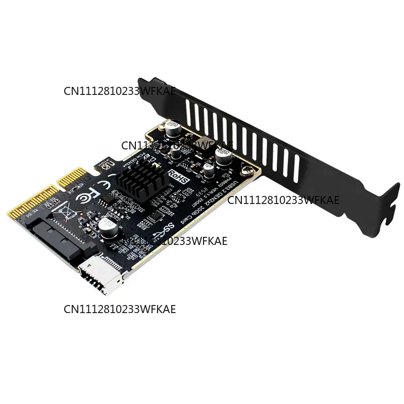 PCIE to Type-E Expansion Card PCI Express X4 to Type E USB 3.2 GEN2 20Gb Riser Board ASM3242 Chip for Desktop Front Panel Type C