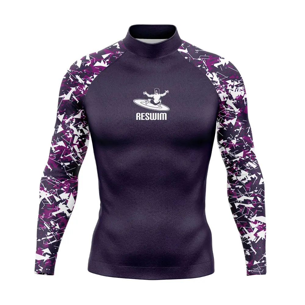 Funny Beach UV Protection Swimsuit Men's Rash Guards Long Sleeve Surfing Diving Swimwear Sports Quick Dry Swimming Surf T-shirt