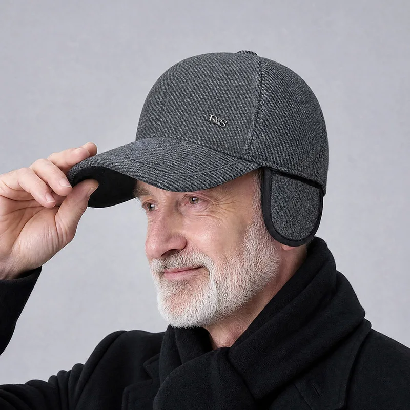 Winter Velvet Thick Men's Duckbill Cap Outdoor Ear Protection Baseball Cap Fashion Middle-aged and Elderly Men's Warm Hat
