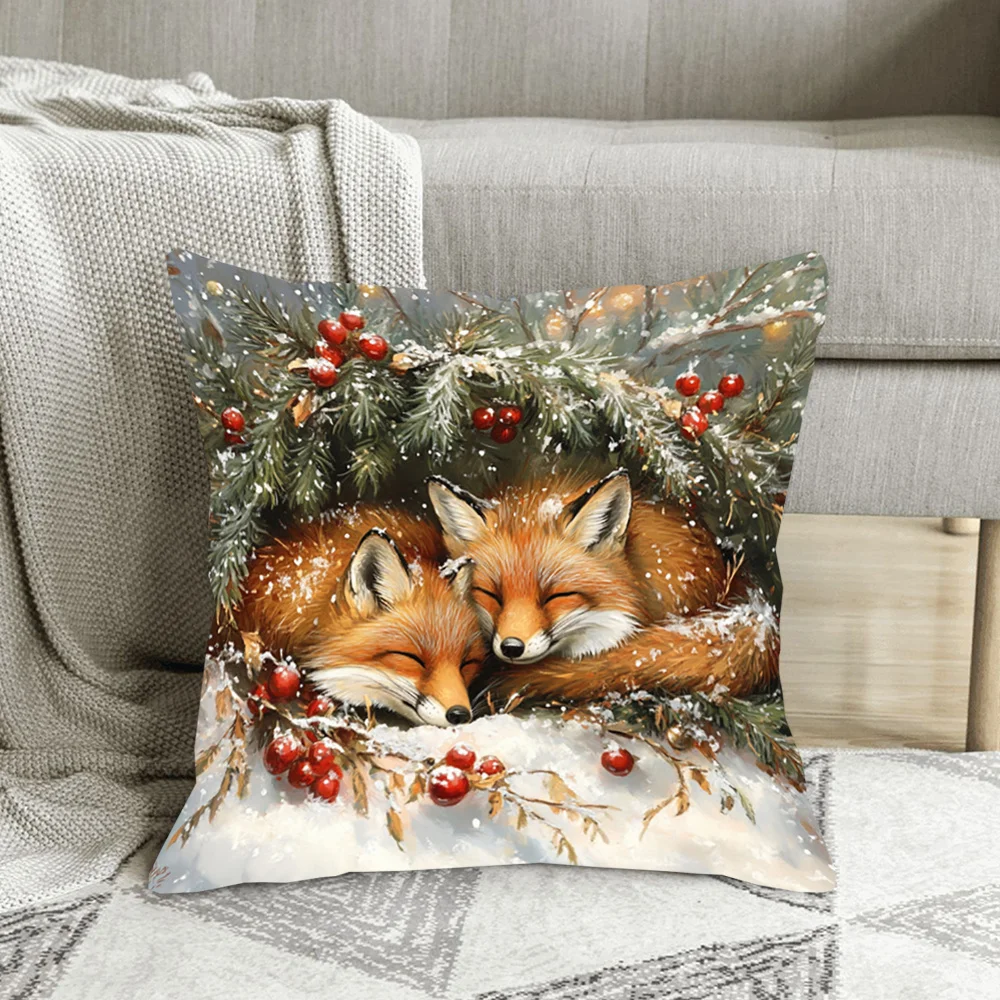Cozy Winter Fox Pillowcase - Festive Snowy Design, Perfect for Home Decor and Gifts, High Quality Artwork, Unique Style