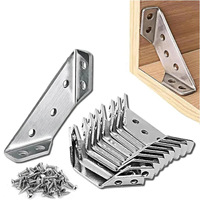 Furniture Corner Connector 20PCS Universal Stainless Steel L Brackets for Wood Metal Angle Brackets Shelves Tables Cabinets