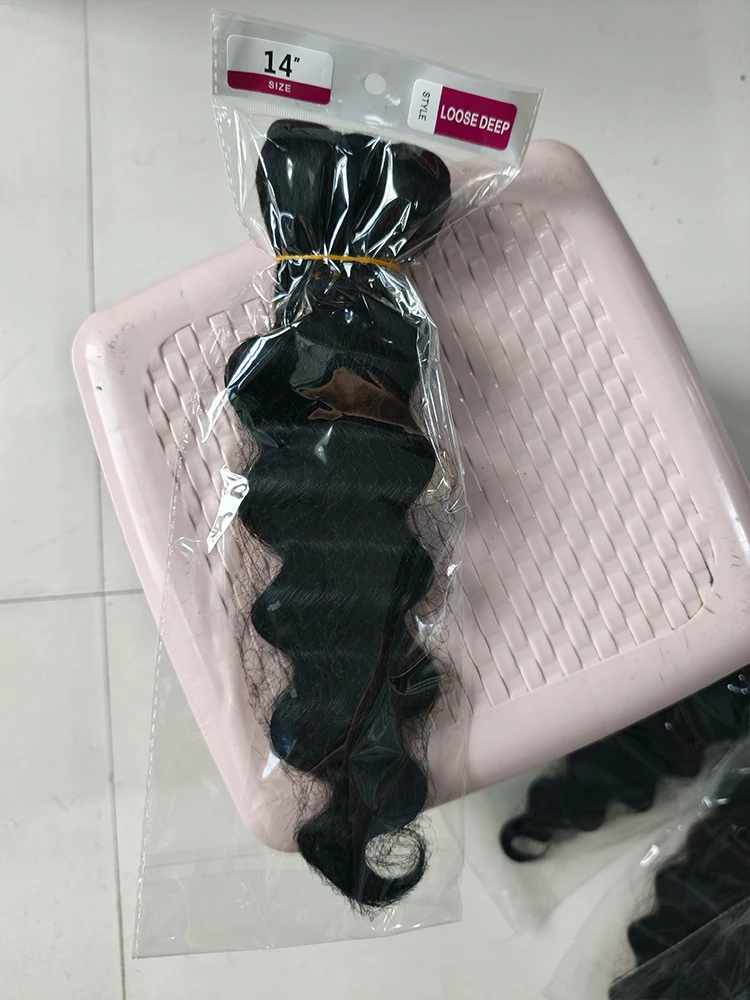 26 28 30 32 Inch Loose Deep Wave Brazilian Real Human Hair Bundles Sale 2/ 3/4 PCS Natural Black Unprocessed Remy Hair Extensions Weave Bundles Extensions Soft Silky For Women
