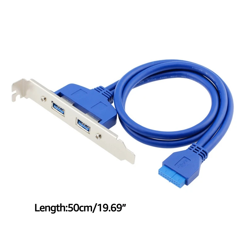 20Pin to Dual USB3.0 Baffle Extension Cable 5Gb High Speed 2x USB 3.0 Back Panel Expansion Bracket for PC Motherboard