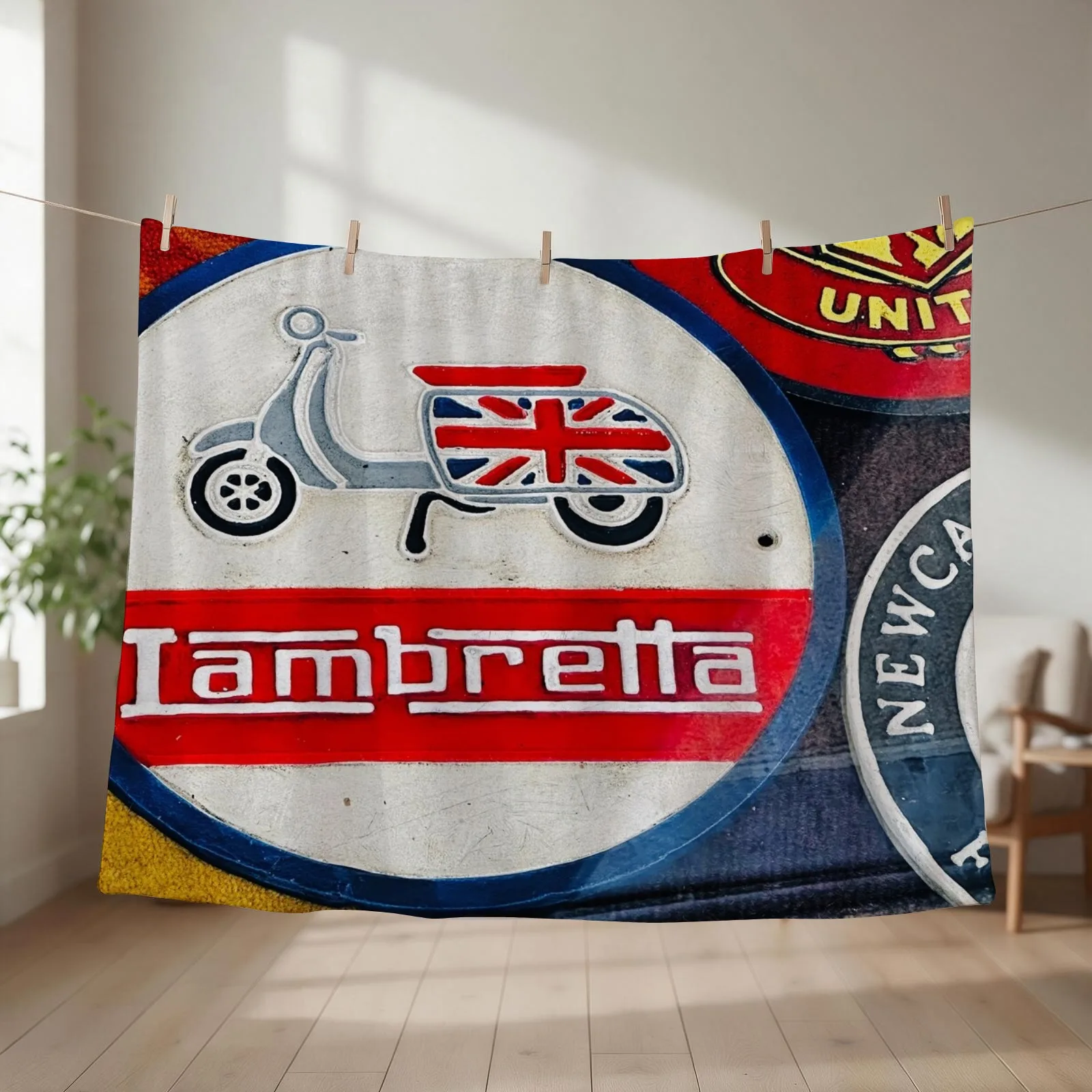 vintage Lambretta advertising signs Throw Blanket couch cozy soft plush fuzzy picnic outdoor blanket
