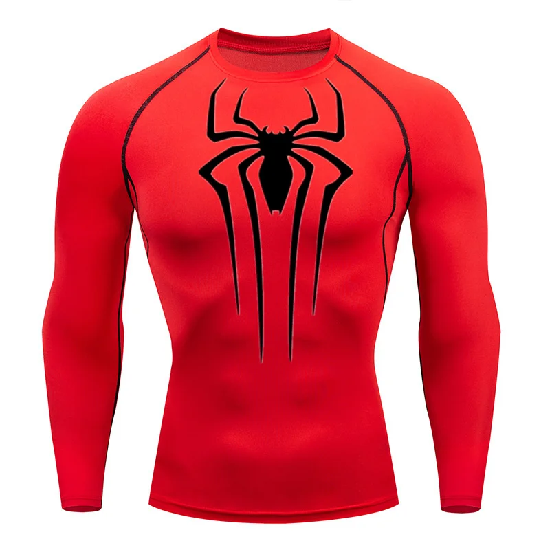 Men\'s Compression Shirt Fitness Workout Anime Super Spider Print Sport Tight Gym TShirts Athletic Quick Dry Tops Tee Summer Male